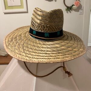 Straw Hat With Palm Tree Band